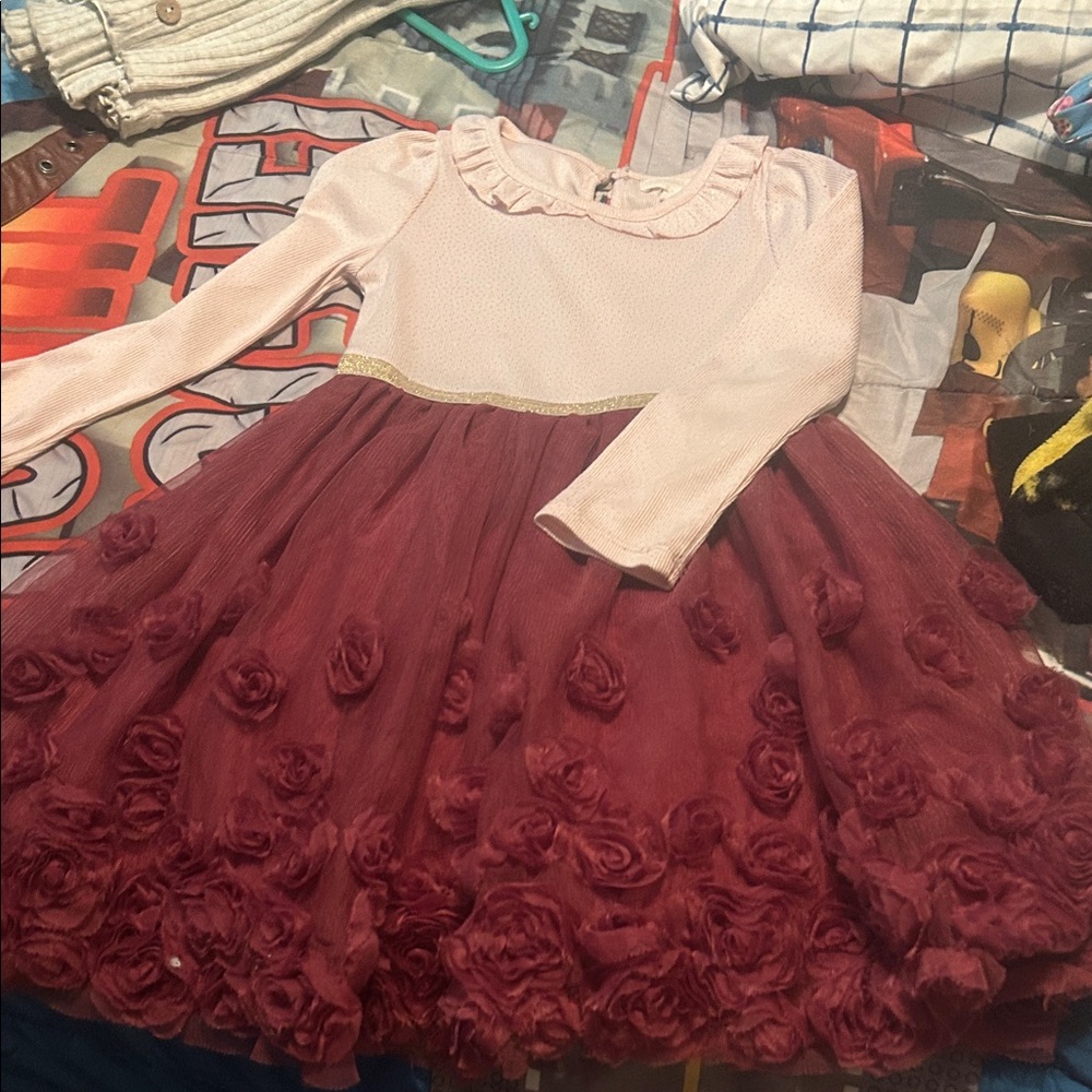 Kensie Girl Pink and Burgundy Floral Dress